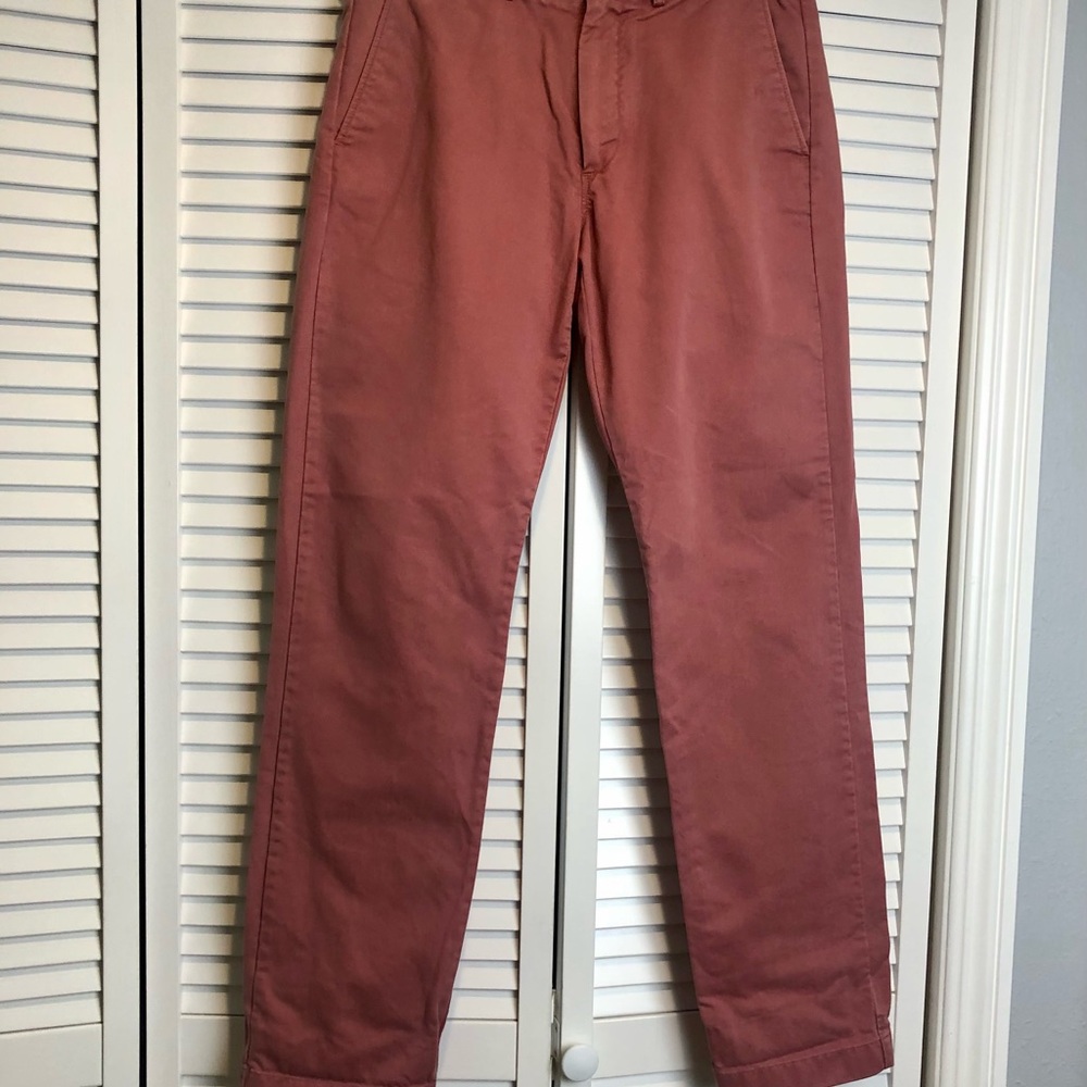J Crew Men’s 30-32 Salmon Chino Pant 100% Cotton Classic Fit Flat Front